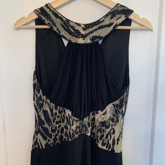 Joseph Ribkoff sz 8 Animal Print Black Halter Dress Evening Formal LBD - Picture 4 of 8